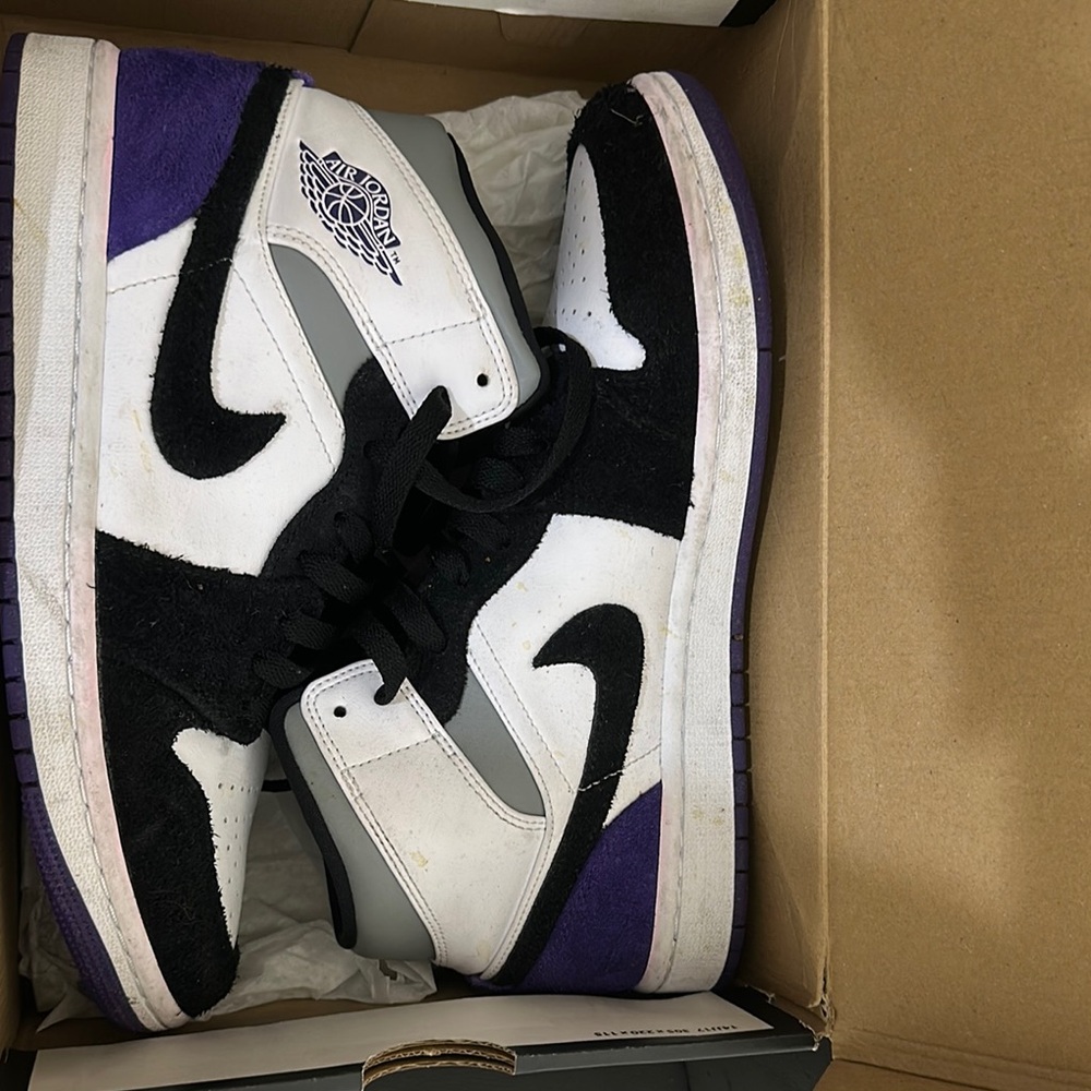 Black and Purple High-Top Sneakers